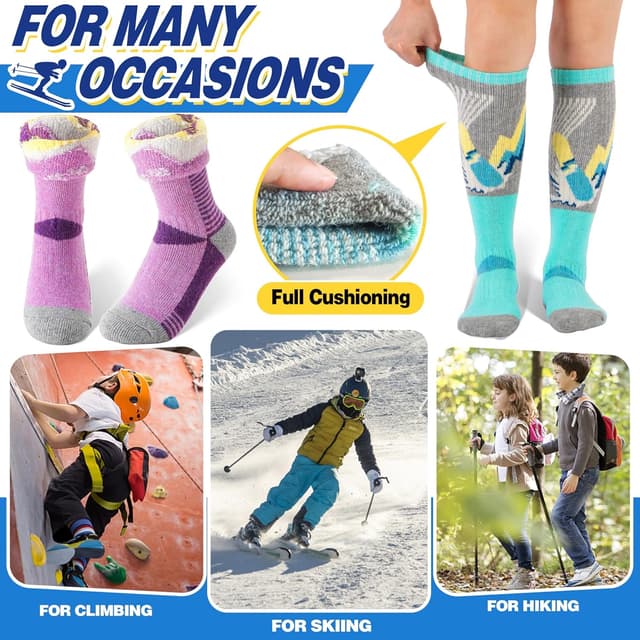 Thumbnail 5 de ANTSANG 3 Pairs Kids Merino Wool Ski Socks 3 Pairs