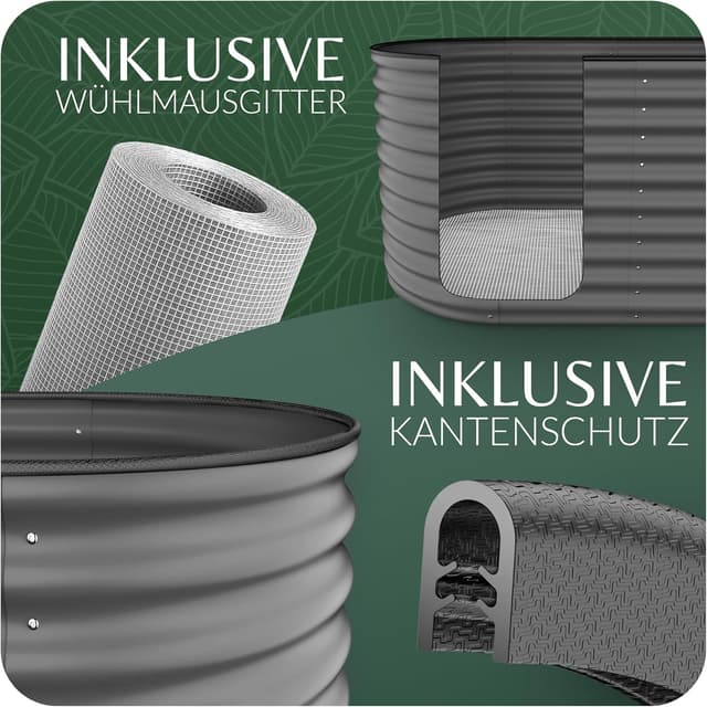 Detalle de GRUNA letto rialzato in metallo 200x80x75 cm (kit 6 in 1) antiruggine, con griglia anti-arvicole