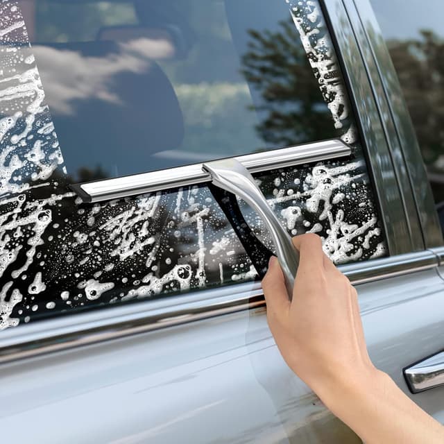 Detalle 2 de Duschabzieher Edelstahl 25 cm mit 2 Ersatzgummiabziehern – Abzieher für Dusche, Spiegel & Fliesen