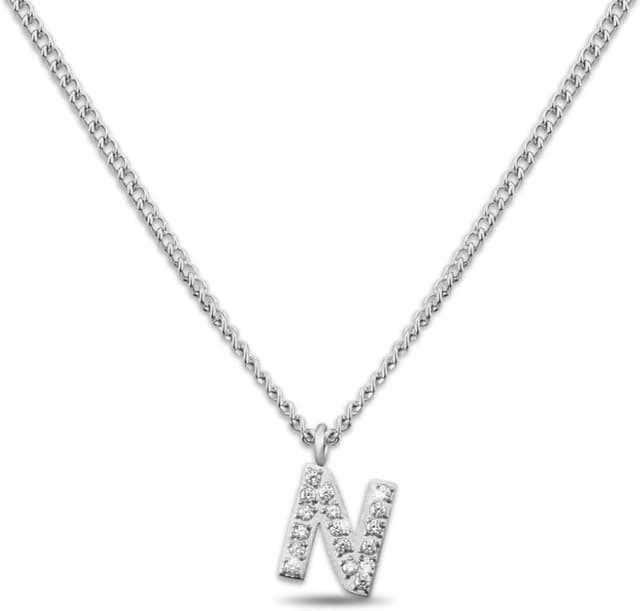 Detalle de GD GOOD.designs Buchstabenkette aus 316L Edelstahl (Silber) mit Initialen, 40–45 cm verstellbar