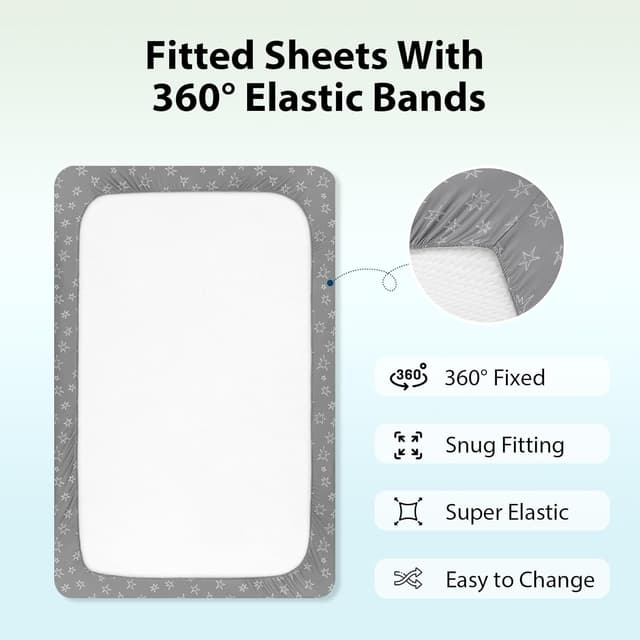 Thumbnail 5 de Unnivoll Travel Cot Sheets 95x65cm