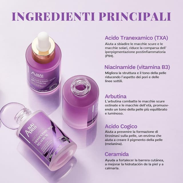 Detalle de ANAiRUi siero all’acido tranexamico con niacinamide e acido ialuronico, 30 ml
