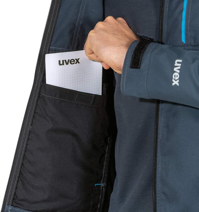 Detalle de Uvex Tune-up Softshell-Arbeitsjacke für Herren – atmungsaktiv & wasserabweisend