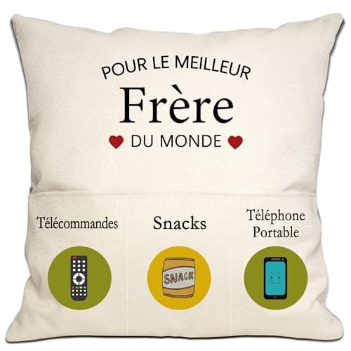 Detalle 2 de Cadeau de Sœur Couvre-Coussin 18x18 avec 3 poches ⚙