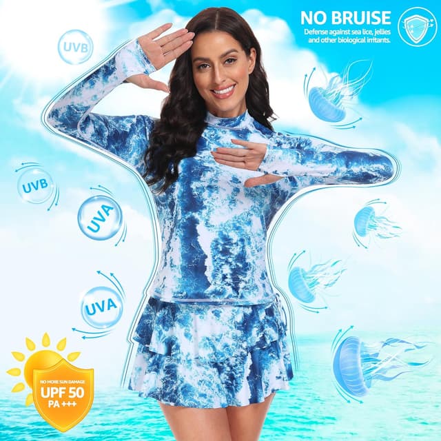 Thumbnail 4 de UNIQUEBELLA Rash Guard Swimsuit UPF 50+ for Women