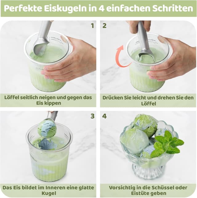 Detalle 2 de Nepfaivy Eisportionierer & Eislöffel Set (2 Stück, 18 cm) mit Antihaftbeschichtung