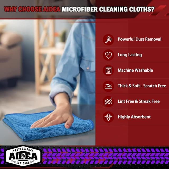 Thumbnail 2 de AIDEA Microfiber Cloth 50PK 12×12 🧽