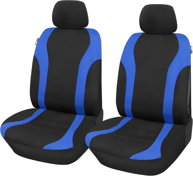 Detalle de Upgrade4cars Coprisedili auto anteriori universali nero/blu (set da 4 pezzi con copri-poggiatesta)