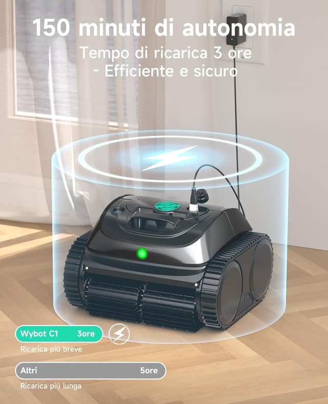 Detalle 2 de WYBOT C1 Robot Pulitore per Piscine con pianificazione intelligente del percorso e pulizia fondo/pareti/linea d’acqua