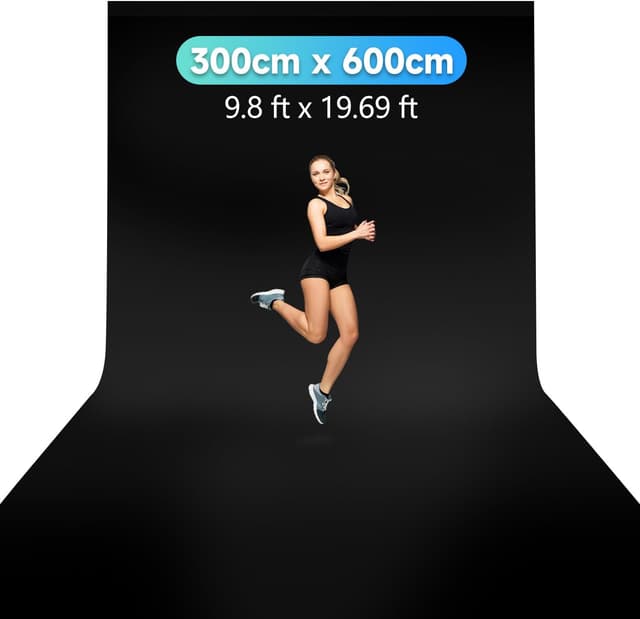 Detalle 2 de JEBUTU Black Backdrop XL 3x6m black screen fabric for streaming, photo studio and gaming