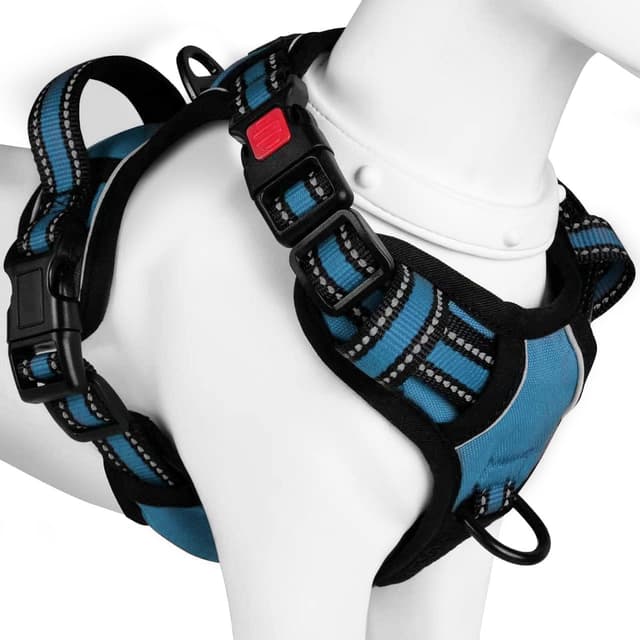 Detalle de BaoCheng Hundegeschirr Anti-Zug mit reflektierenden Elementen, Mesh-Rückenteil und 3 Schnallen (Größe M)