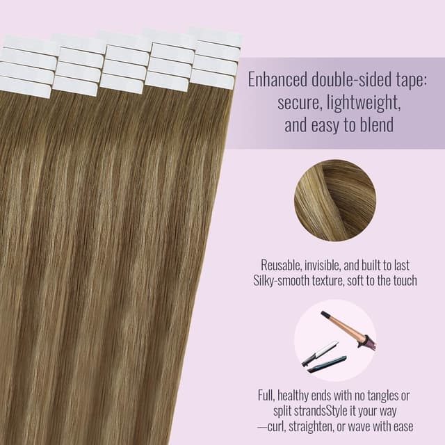 Thumbnail 2 de Fshine Extensiones Adhesivas Pelo Natural 20 Pzas 18" 💇♀