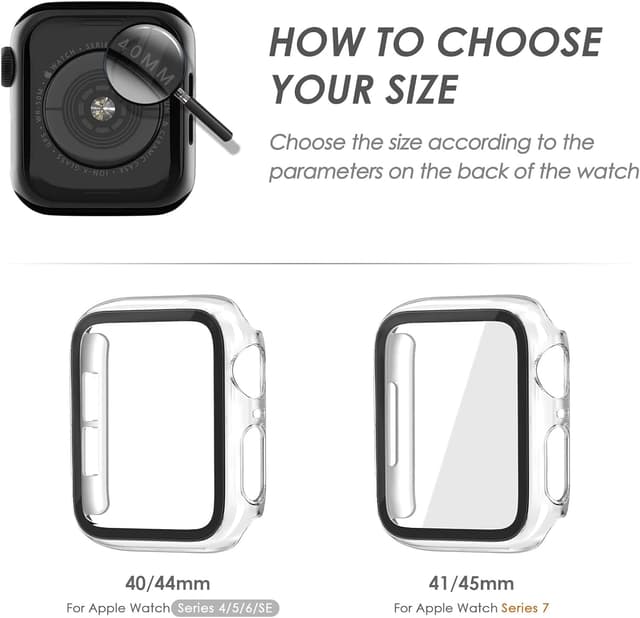 Detalle de Tuocal 2-Pack Hard PC Case for Apple Watch 40mm (SE/Series 6/5/4) – Clear protective screen cover