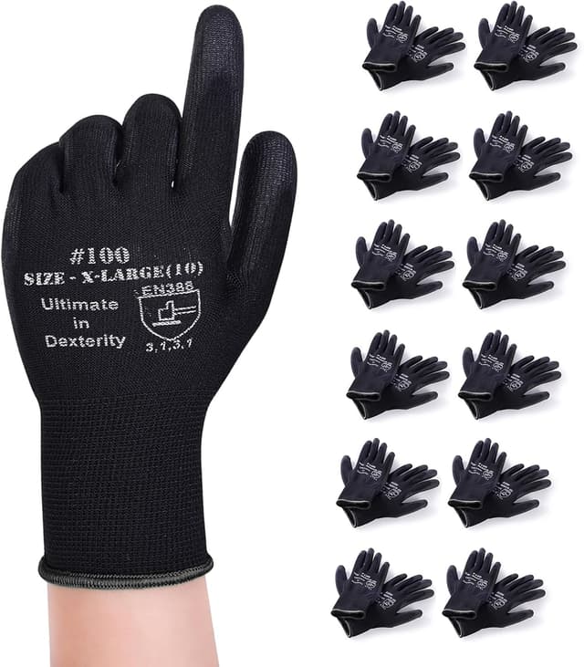 Detalle de Donfri XL PU-coated safety work gloves 12 pairs