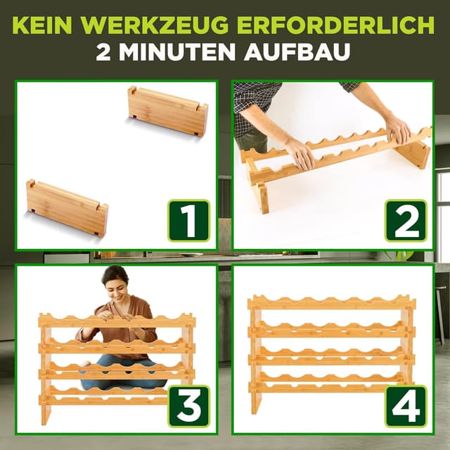 Thumbnail 5 de NutriChef Regal Schmal 24 Flaschen Weinregal aus Bambus đ·