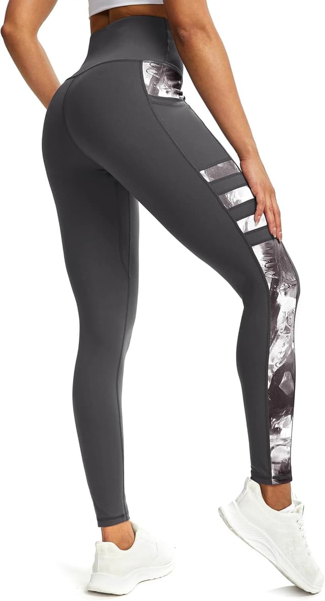 Detalle de Tuspryt Sport-Leggings Damen mit Taschen – blickdichte High-Waist Trainingshose für Yoga, Fitness & Lauf