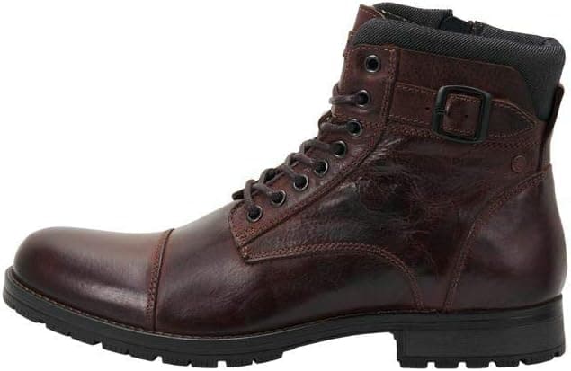 Detalle de JACK & JONES Jfwalbany Leather Coffee Bean Biker Boots für Herren