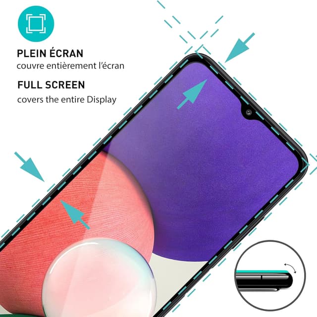 Detalle 2 de smartect Verre Trempé 2 pièces Full Screen mat (9H) pour Samsung Galaxy A22 5G / A22s 5G