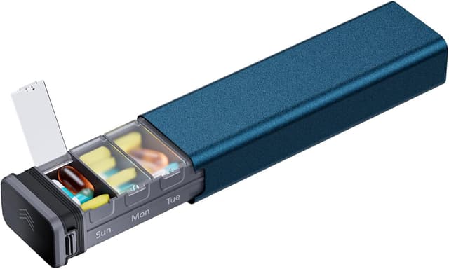 Detalle de Tablettenbox 7 Tage Aluminium, 17 x 5,1 x 3 cm