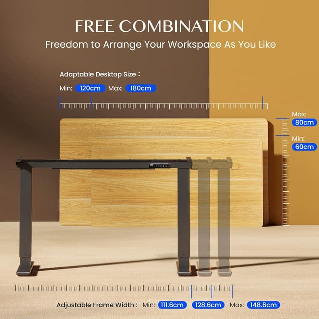 Thumbnail 6 de FLEXISPOT Höhenverstellbarer Schreibtisch 70–119 cm