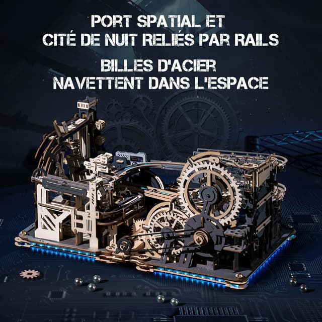 Detalle 2 de ROBOTIME LGC01+LGA01+LG01 3-en-1 Circuits de Billes en bois LED – maquette puzzle 3D à construire (LGX02)