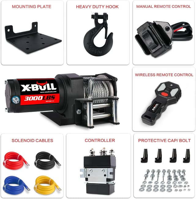 Thumbnail 5 de X-BULL 12V 3000LBS Electric Winch 🛠