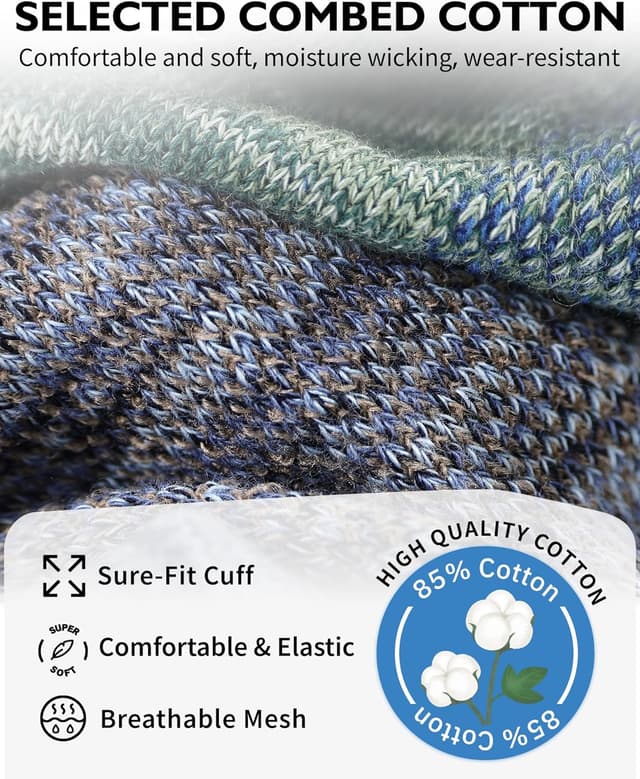 Detalle de CLOSEMATE Men’s Ankle Trainer Socks (5 Pairs) – Non-slip low cut sport socks