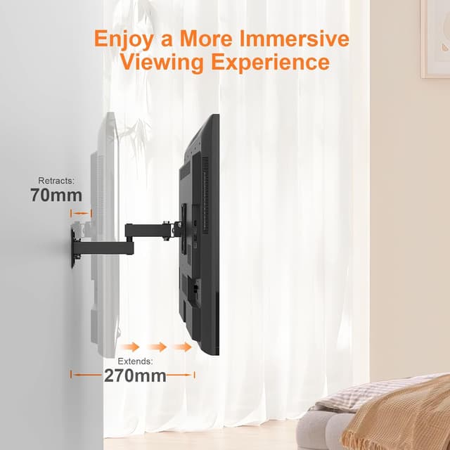 Detalle de GRIFEMA GB1009-1 TV Wall Bracket for 10–27 inch TVs (VESA 75x75 to 100x100), up to 15kg, tilt & swivel, black