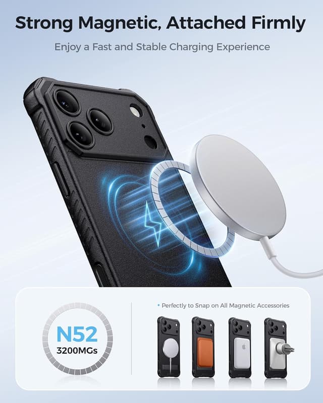 Detalle de ASAFCASE MagSafe-Compatible iPhone 17 Pro Max Case with Stand (6.9") — Military-Grade Shockproof, Camera Control Button, Black