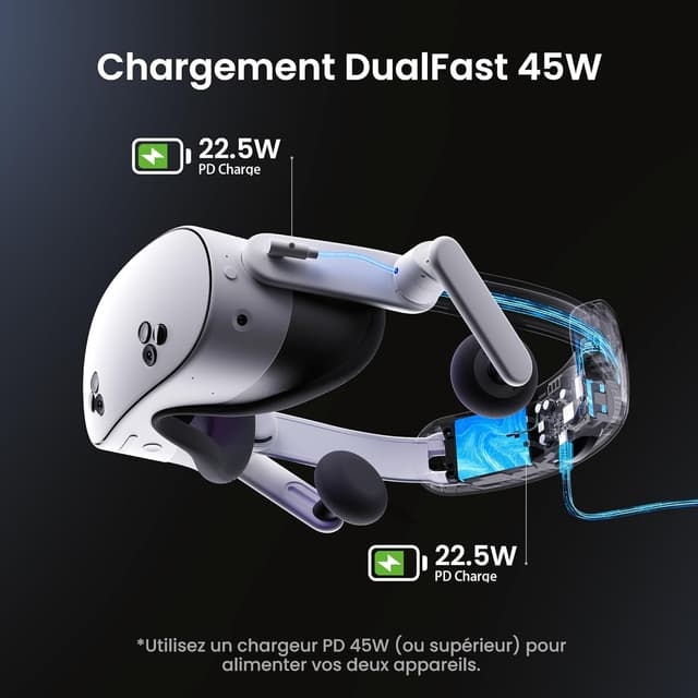 Detalle 2 de KIWI design K4 Duo : sangle audio avec batterie pour Meta Quest 3/3S
