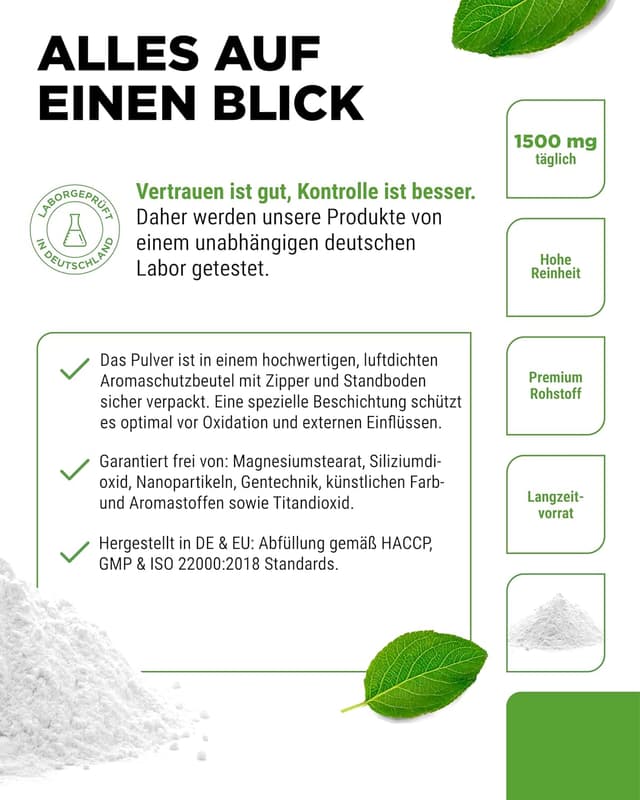 Detalle 2 de vit4ever L-Tyrosin Pulver 500 g – 333 Portionen, vegan, ohne Zusatzstoffe