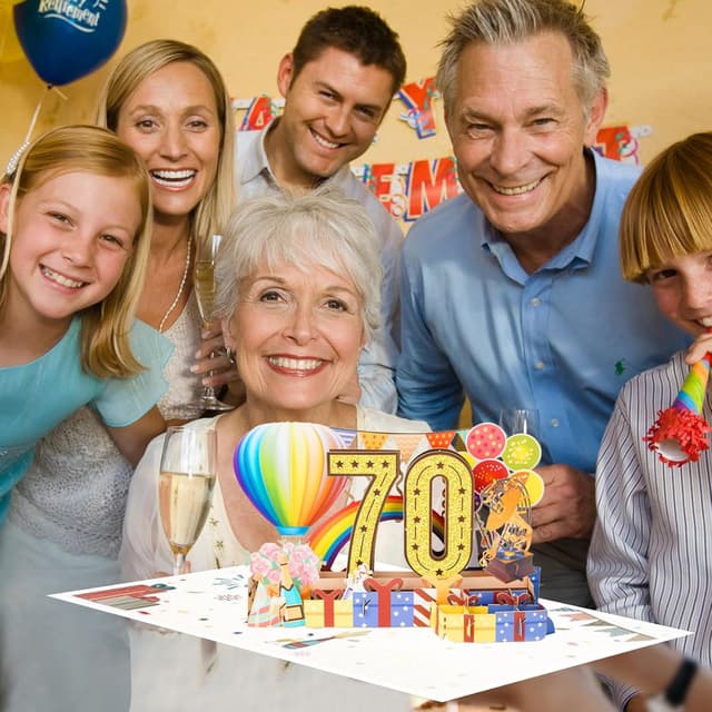 Thumbnail 6 de 70th Birthday pop up card 8x10