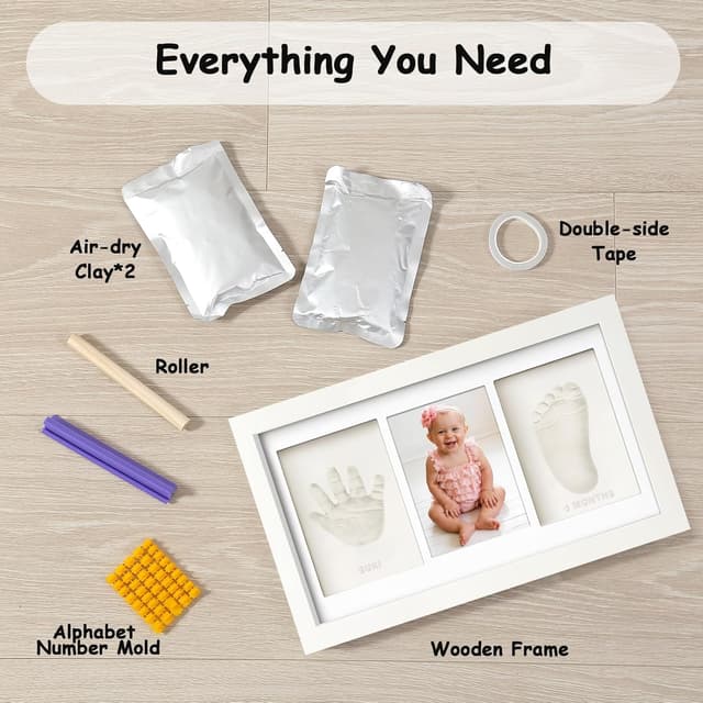 Detalle de Yiukou Baby Handprint & Footprint Kit with Personalised Photo Frame Keepsake