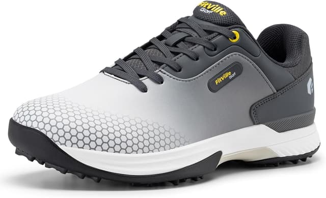 Detalle de FitVille Men’s Extra Wide Fit Golf Shoes – water resistant non-slip spiked outdoor trainers