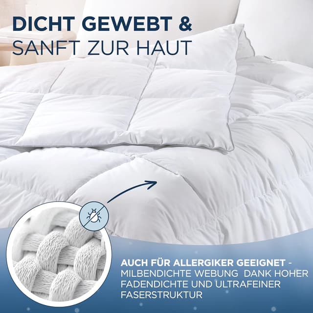 Detalle de Samthus Premium Bettdecke 200x200 cm – ganzjährig, Oeko-Tex & Dermatest zertifiziert, Bezug aus 100% Baumwolle