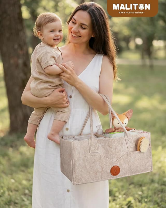 Thumbnail 6 de Maliton Wickeltisch Organizer „Wickel-Caddy“ aus Filz (Khaki) mit herausnehmbaren Fächern