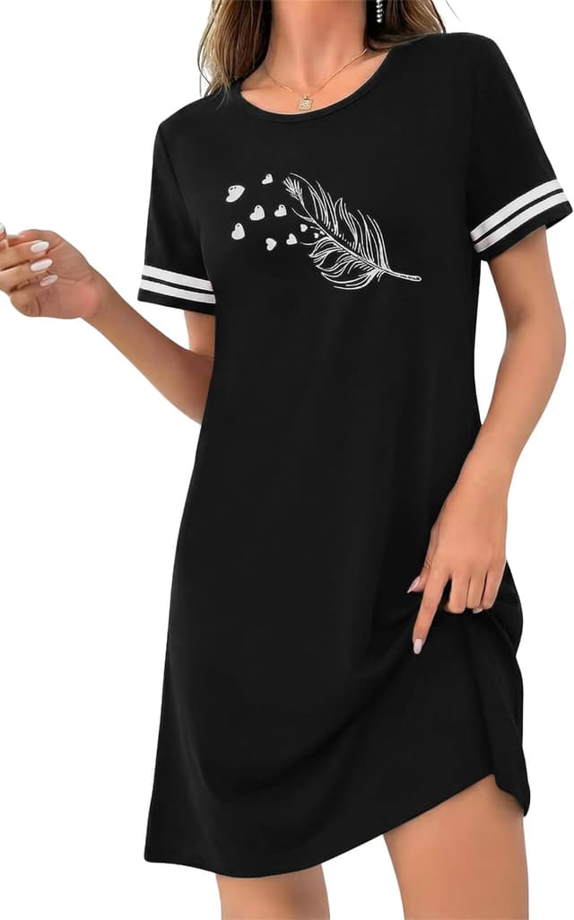 Detalle de Uniexcosm chemise de nuit femme en coton 95% avec élasthanne et imprimé cœurs