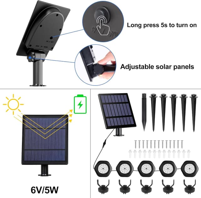 Detalle 1 de NATPOW Solar Teichbeleuchtung RGB 5 in 1