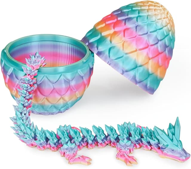 Thumbnail 6 de Überraschungs-Drachenei mit beweglichem Drachen im Inneren – 3D-gedrucktes Fidget-Spielzeug (Regenbogen, Groß)