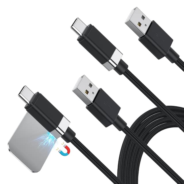 Detalle de Magtame 2-Pack StayCable Magnetic USB-A to USB-C Charging Cable (1.5m) – Anti-drop braided 3A fast charging