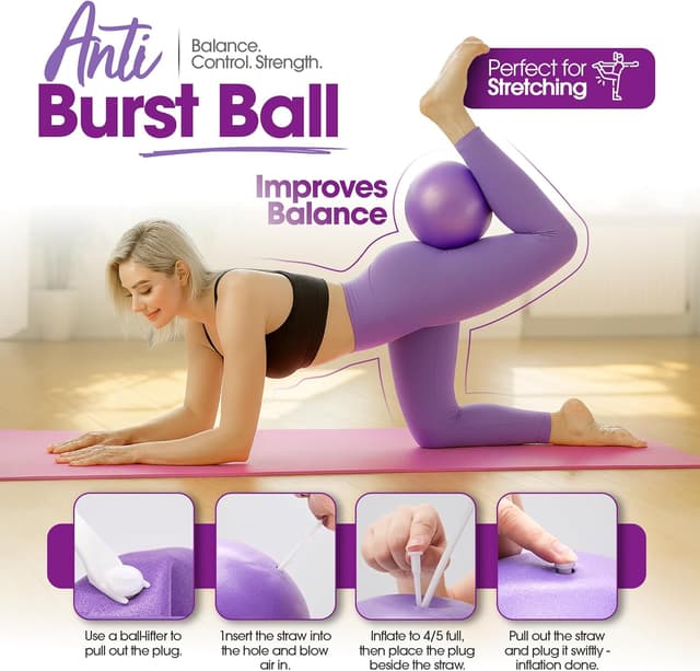 Detalle de At Home Pilates Kit for Women with Magic Circle and Mini Ball – Pilates ring, ball & bands set for home workouts