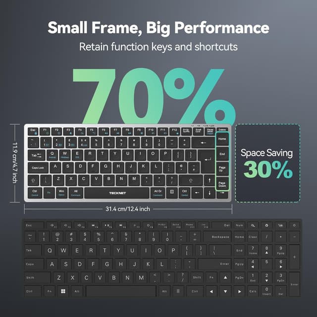 Thumbnail 4 de TECKNET 2.4G Wireless Keyboard — Compact rechargeable 4-device Bluetooth keyboard ⌨