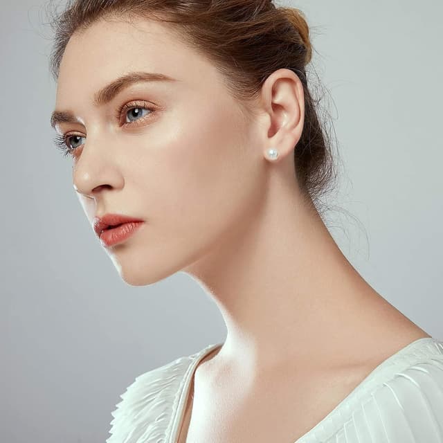 Detalle 2 de Perlenohrringe Silber 8 mm