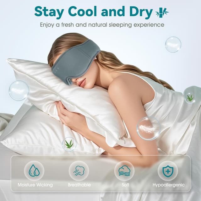 Detalle de Musicozy Schlafkopfhörer mit Bluetooth 3D Augenmaske (100% Verdunkelung) – weiche Schlafmaske für Seitenlage