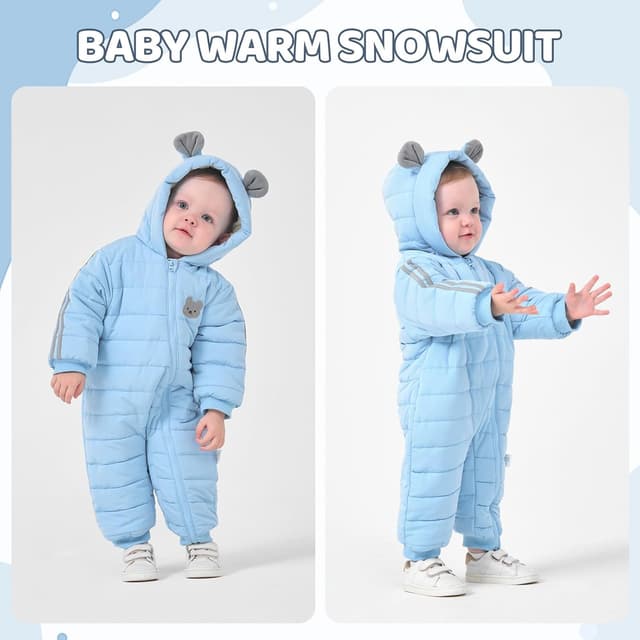 Thumbnail 1 de JiAmy Baby Winter Snowsuit Hooded Romper 3-24