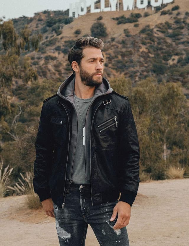 Detalle 2 de FLAVOR Blouson homme en cuir véritable avec capuche amovible