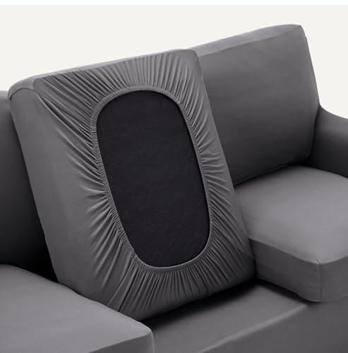 Detalle de Amazon Basics Funda de sofá Spandex 3 plazas, gris oscuro 🛋