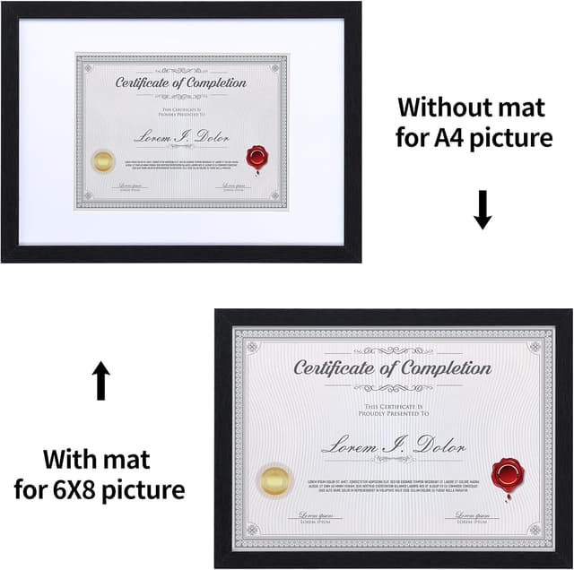 Detalle de Vasemouh 15 Pack A4 Picture Frames (Black, MDF) with Mat – 8x6 & A4 Photo Display