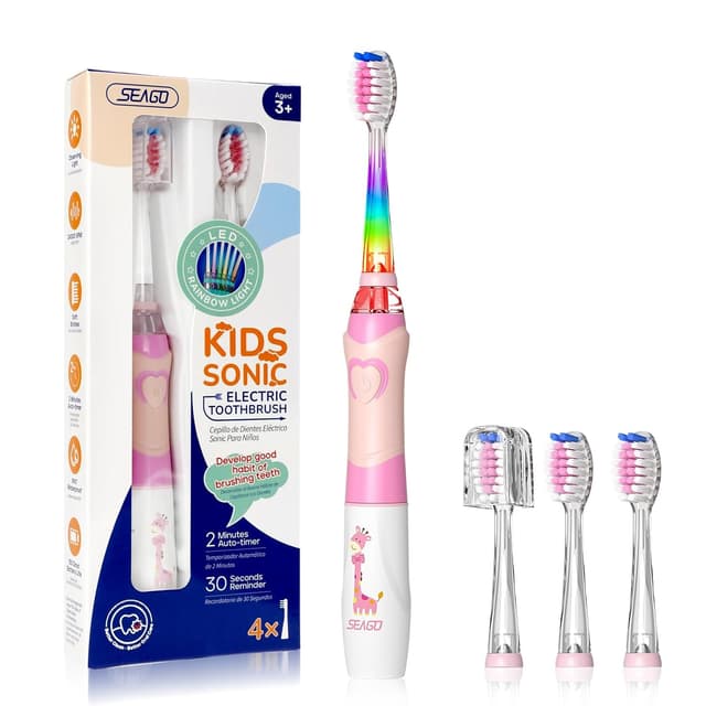 Detalle de SEAGO SG977 Kids Electric Toothbrush (Ages 3+), Soft Bristles, Timer, IPX7 Waterproof