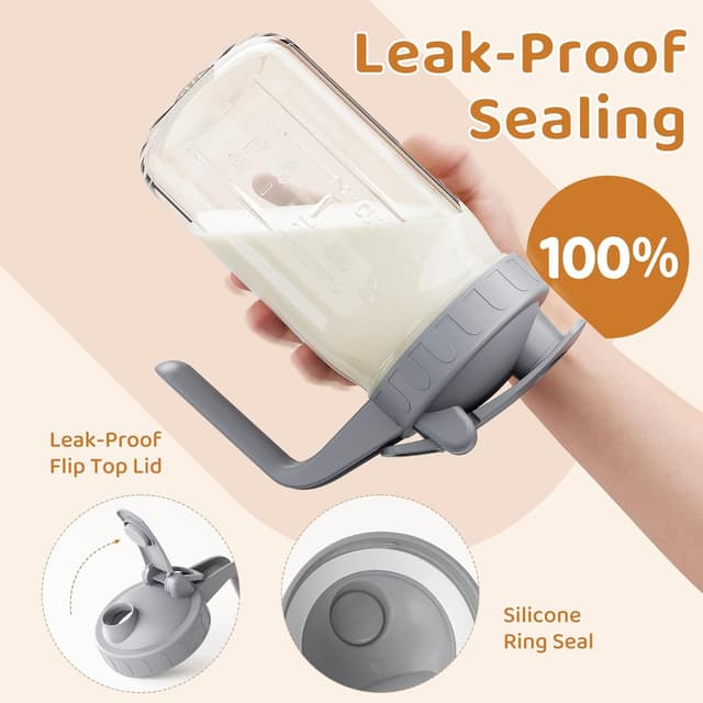 Detalle 2 de Mason Jar 32 oz Breast Milk Pitcher with Pour Spout 🥛